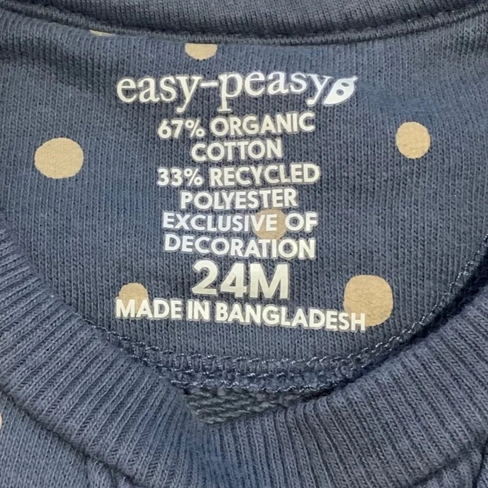 Easy-Peasy Sweatshirt Jogger Set Kids 24M Blue Polka Dot Organic Cotton Earthy